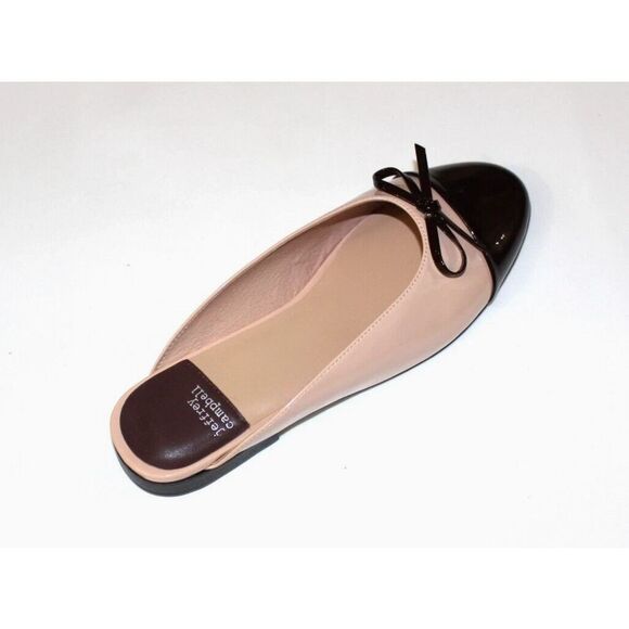 JEFFREY CAMPBELL NATURAL/BROWN PATENT BALLET CAP TOE MULE 9.5M - Picture 2 of 5